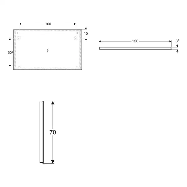 Дзеркало з LED підсвічуванням 120 х h70 см Geberit Option Basic Square  502.810.00.1