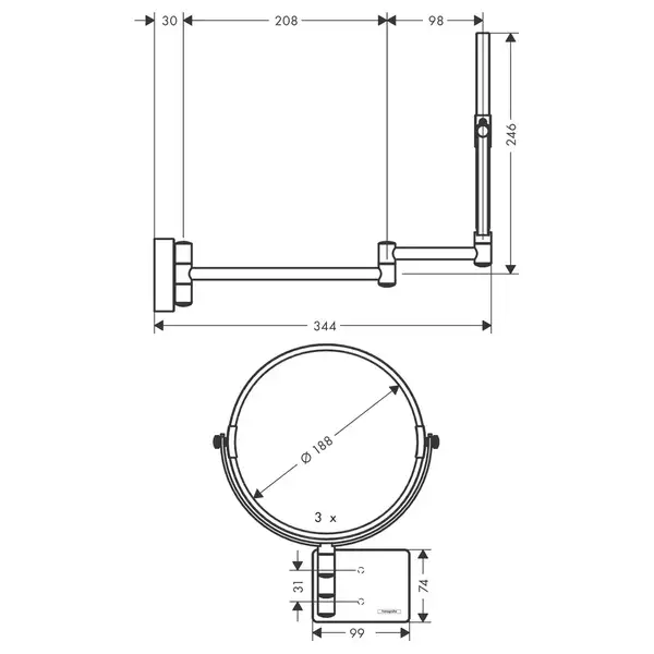 Зеркало косметическое Hansgrohe AddStoris, белый матовый (41791700) фото 2 Aquada.com.ua