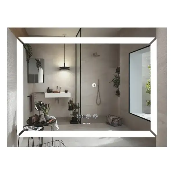 Дзеркало Mixxus LIGHT MR01-90x70 з Led Touch, Anti-fog, димером, регулятором яскравості, годинником (MI5999)