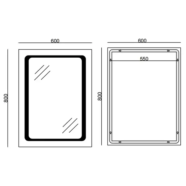 Дзеркало Mixxus TWEE MR09-80x60-Reverse з Led Touch, Anti-fog, димером, регулятором яскравості (MI6 (MI6660)