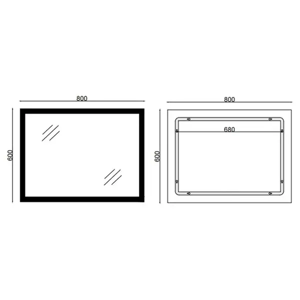 Дзеркало Mixxus FLAT MR04-80x60 з Led Touch, Anti-fog, димером, регулятором яскравості, годинником (MI6928)