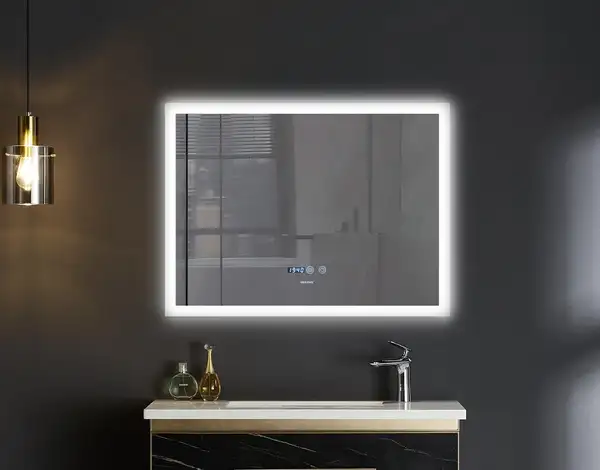 Дзеркало Mixxus FLAT MR04-80x60 з Led Touch, Anti-fog, димером, регулятором яскравості, годинником (MI6928)