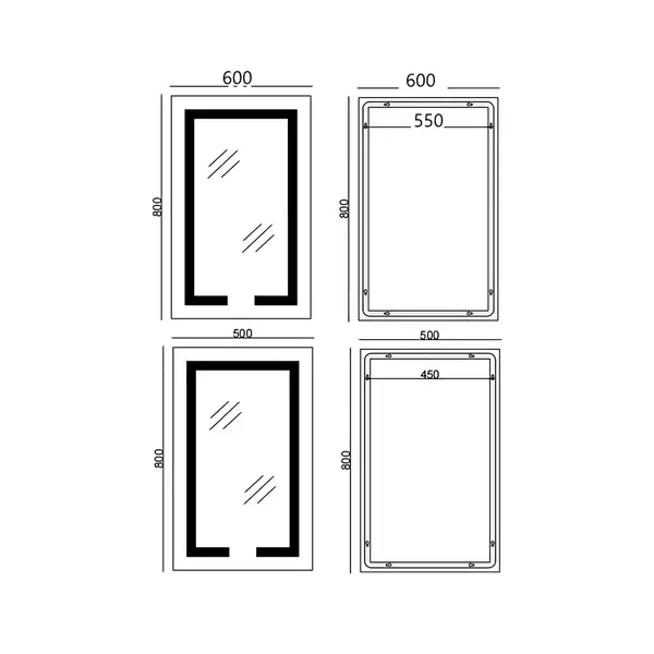 Дзеркало Mixxus HARD MR07-50x80 з Led Touch, Anti-fog, димером, регулятором яскравості (MX9992)