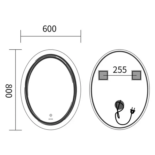 Дзеркало Mixxus Premium WAVE MV04-60x80 з Led Touch, Anti-fog, димером (3-6,5kK) (MP6636)