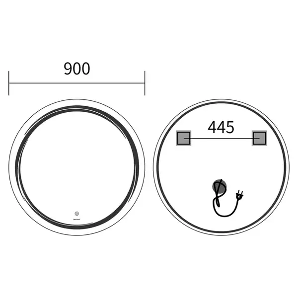 Дзеркало Mixxus Premium WAVE MC04-90 з Led Touch, Anti-fog, димером (3-6,5kK) (MP6637)