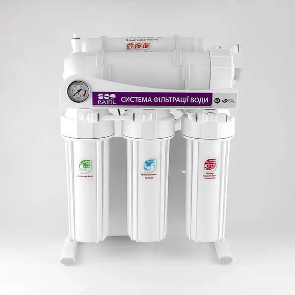 Фільтр зворотнього осмосу Raifil 500G - 3/8 10"Slim з манометром (2469)