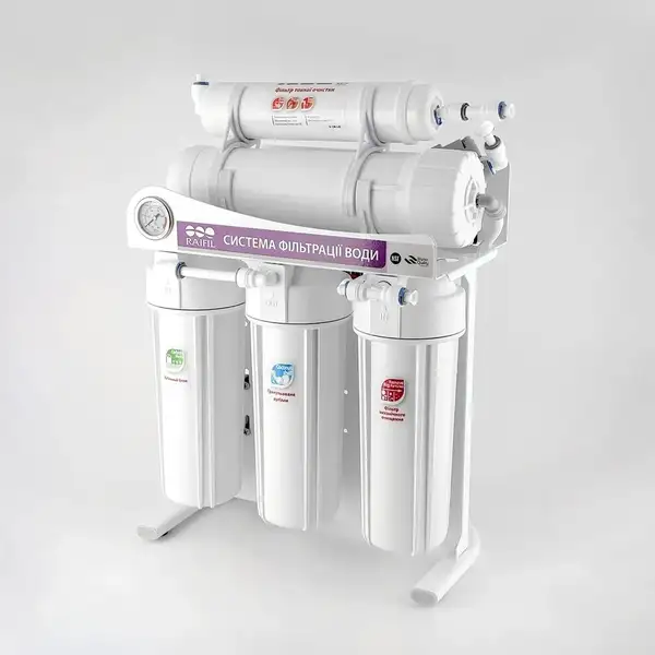 Фільтр зворотнього осмосу Raifil 500G - 3/8 10"Slim з манометром (2469)