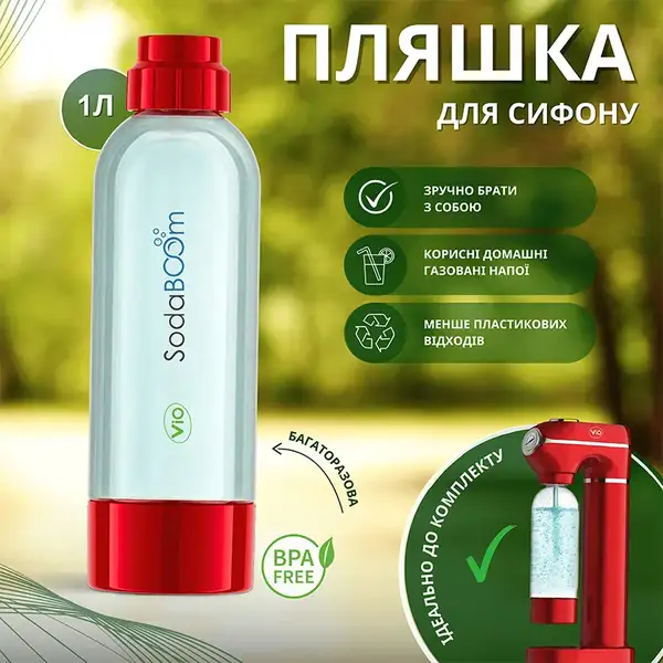 Багаторазова пляшка ViO SodaBoom SD-7006 red (2476)