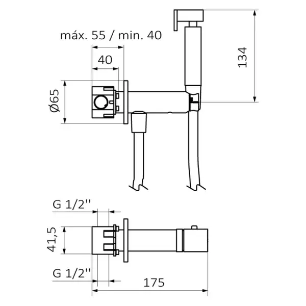 GRB Intimixer Гігієнічний душ з змішувачем, чорний матовий (08229102)