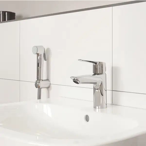 Grohe Eurosmart S-Size Смеситель для умывальника с гигиен. душем, хром (23123003)