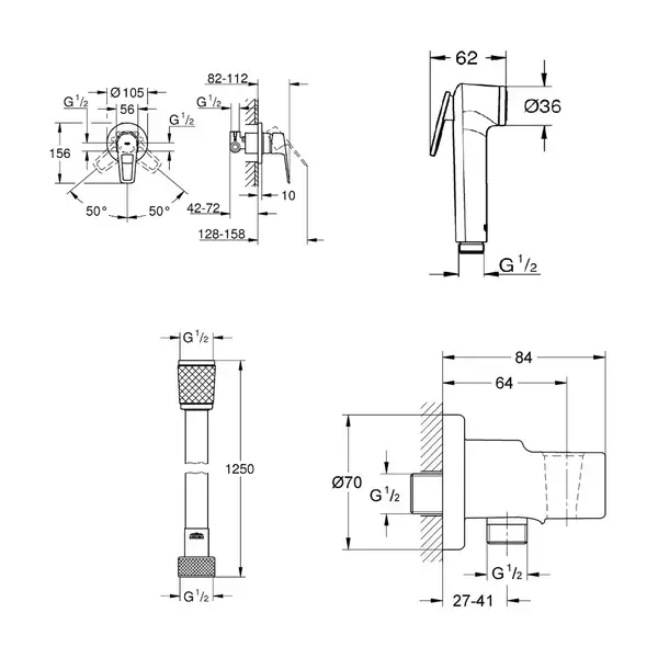 Комплект гігієнічного душу Grohe BauLoop New (UA11104201)