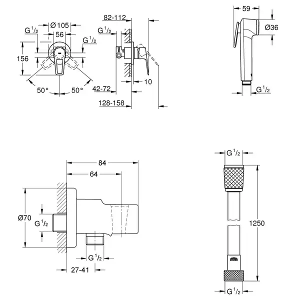Комплект гігієнічного душу Grohe BauLoop New (UA11104201)