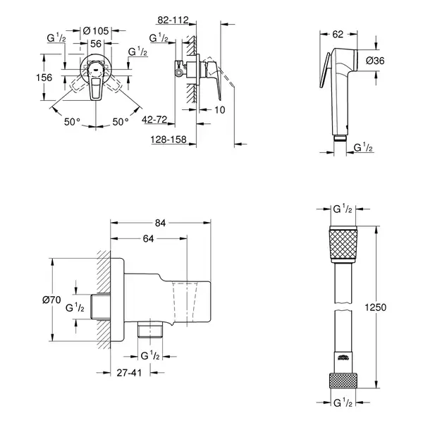 Grohe BauLoop New Гігієнічний душ, хром (UA11104202)