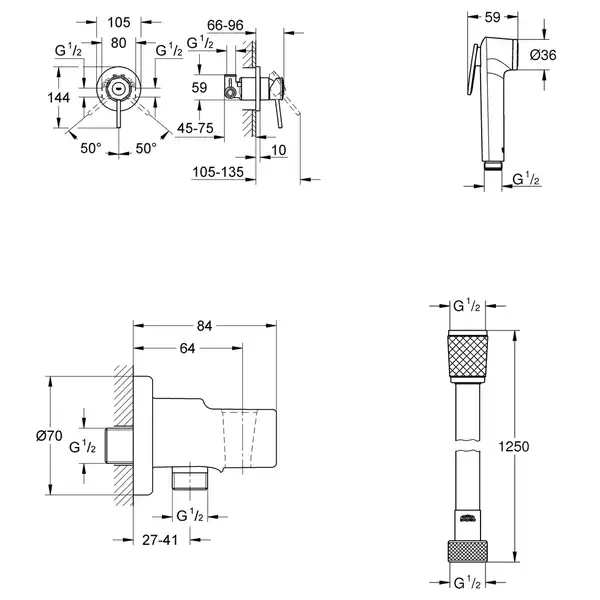 Комплект гігієнічного душу Grohe BauClassic (UA11104801)