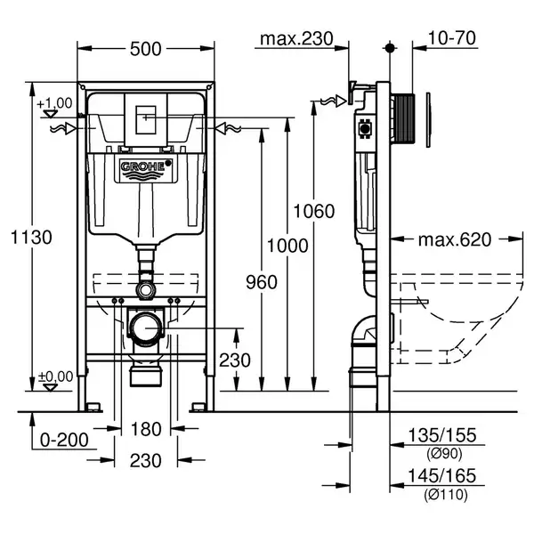 Grohe Rapid Инсталляционный комплект 4 в 1 (38772SH0)