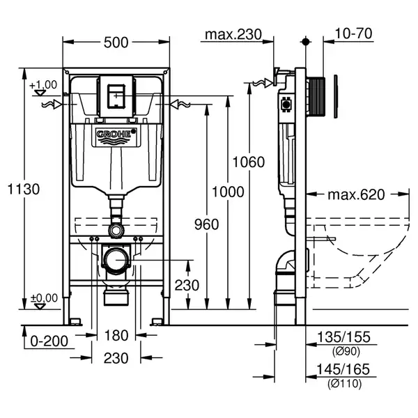 Grohe Solido 4-в-1 Инсталляция для унитаза, хром (39930000)