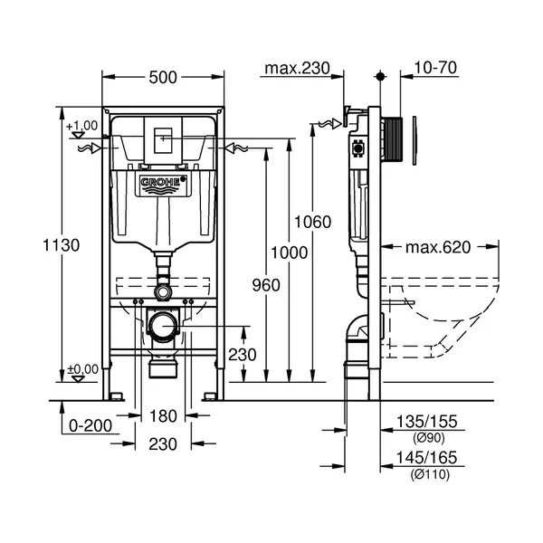 Система інсталяції для унітазу Grohe Rapid SL 3in1 WC, чорний глянцевий (39940000)