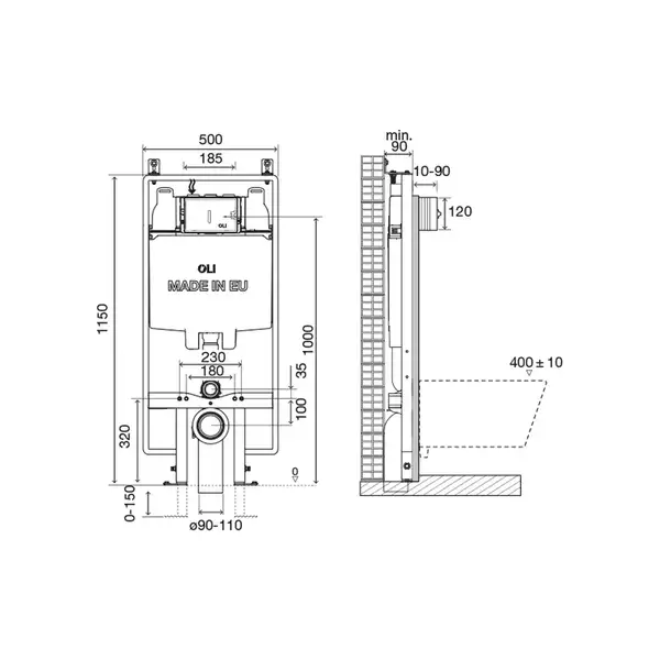 Oli 74 Plus S90 Инсталляция для унитаза (601803)