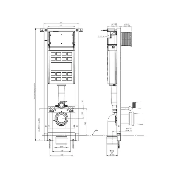 Інсталяція для для унітаза Eko Frame (A89P10T010), Roca