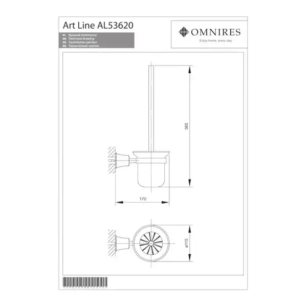 ершик для унитаза Omnires Art Line chrome (AL53620CR)