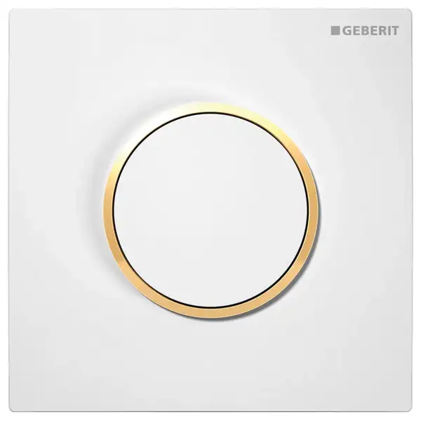 Кнопка для писсуара Geberit Sigma 10 (пластик белый глянцевый/золото) 116.015.KK.1