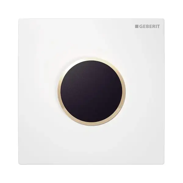Клавіша змиву Geberit Sigma 10 (панель та клавіші - білий глянець, декоративне кільце - позолота)  116.025.KK.1