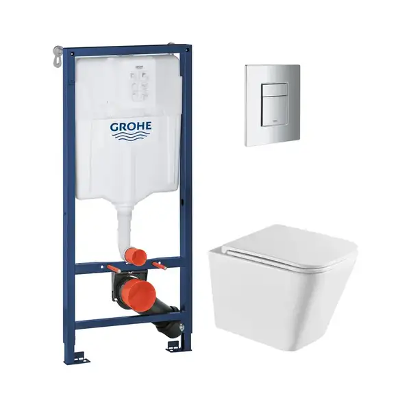 Комплект Grohe Set Унітаз QUADRO-0301-T3 + Інсталяція 38536001 + панель 38732000 (38536001QUADRO030 (38536001QUADRO0301T3)