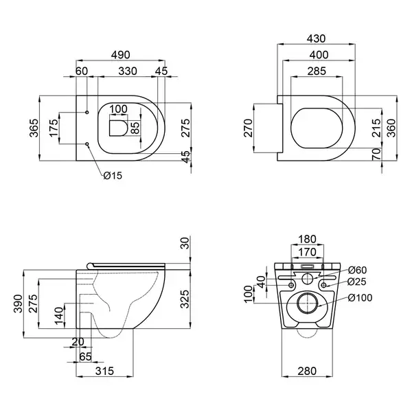 Комплект Grohe Set Унітаз ELLIPSE-0301-R + Інсталяція Grohe Rapid SL 38772001 (38772001ELLIPS0301R)