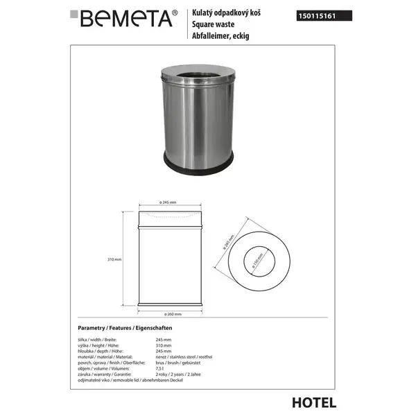 150115161 HOTEL Відро д/сміття Bemeta Чехія (150115161)