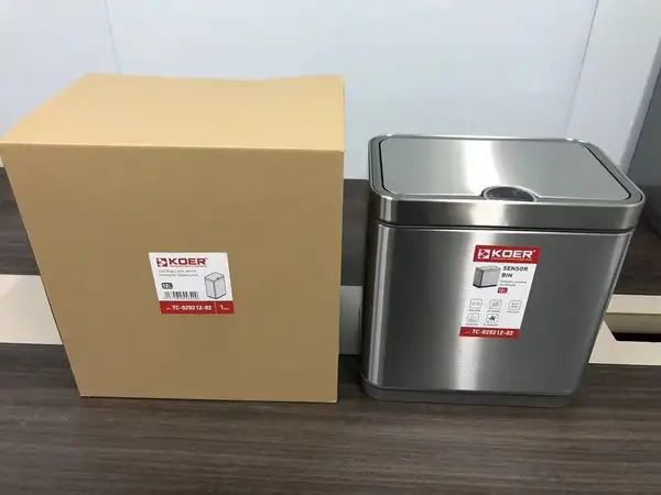 Відро для сміття сенсорне прямокутне Koer TC-020212-02 12 л колір нержавійка (KR5584)