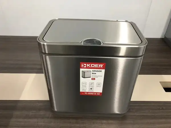Відро для сміття сенсорне прямокутне Koer TC-020212-02 12 л колір нержавійка (KR5584)