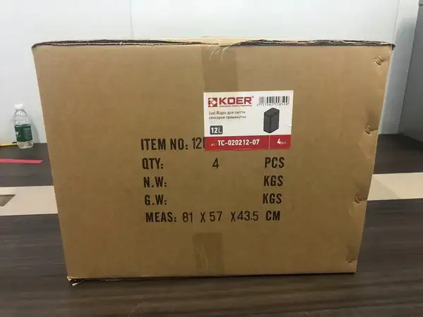 Відро для сміття сенсорне прямокутне Koer TC-020212-07 12 л колір графіт (KR5585)