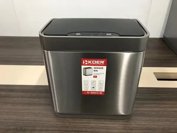 Відро для сміття сенсорне прямокутне Koer TC-020312-02 12 л колір нержавійка (KR5586)