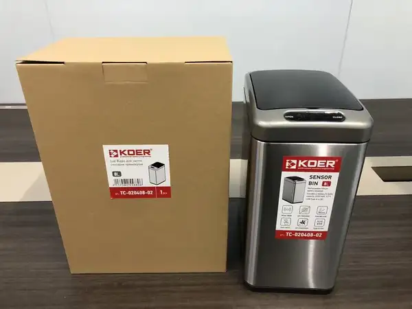 Відро для сміття сенсорне прямокутне Koer TC-020408-02 8 л колір нержавійка (KR5588)