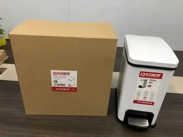 Відро для сміття з плавним закриттям прямокутне Koer TC-010108-08 8 л колір білий (KR5592)