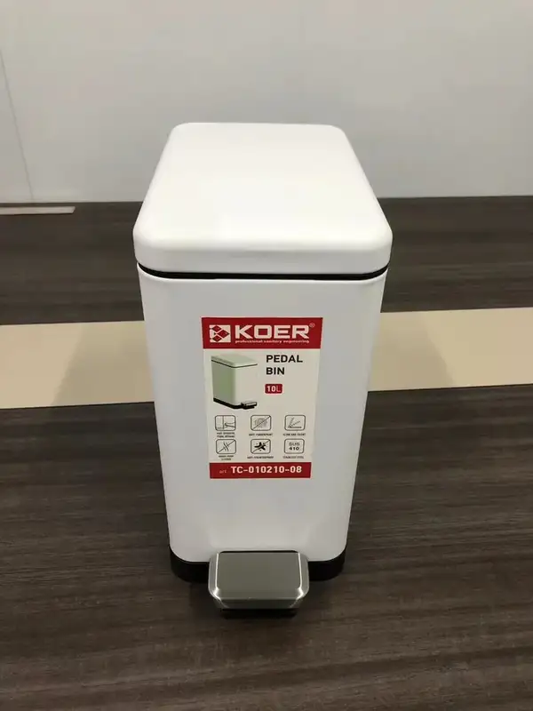 Відро для сміття з плавним закриттям прямокутне Koer TC-010210-08 10 л колір білий (KR5598)