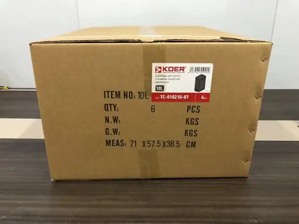 Відро для сміття з плавним закриттям прямокутне Koer TC-010210-07 10 л колір сірий (KR5599)