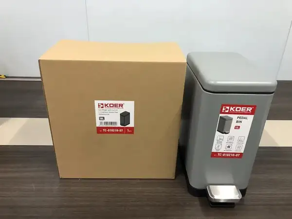 Відро для сміття з плавним закриттям прямокутне Koer TC-010210-07 10 л колір сірий (KR5599)