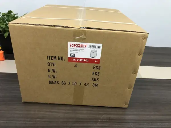 Відро для сміття з плавним закриттям прямокутне Koer TC-010315-02 15 л колір нержавійка (KR5603)