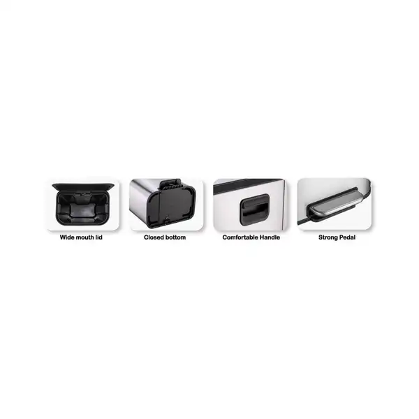 Відро для сміття з плавним закриттям прямокутне Mixxus Cubic-TC0112 SS Color 12л колір нержавійка ( (MI7089)