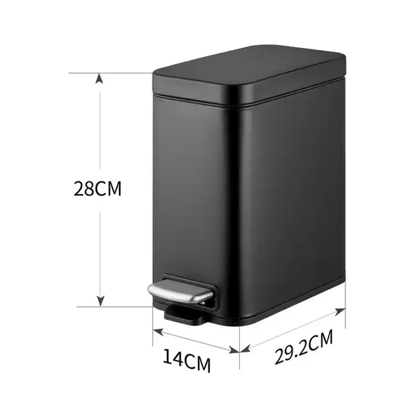 Відро для сміття з плавним закриттям прямокутне Mixxus Premium Quadro-TC0105 Black 5 л колір чорний (MI7061)