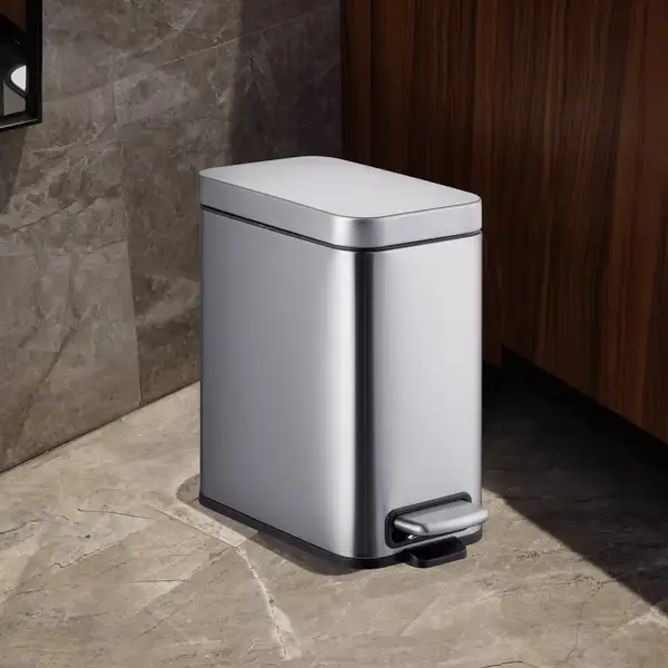 Відро для сміття з плавним закриттям прямокутне Mixxus Premium Quadro-TC0105 SS Color 5л колір нерж (MI7062)