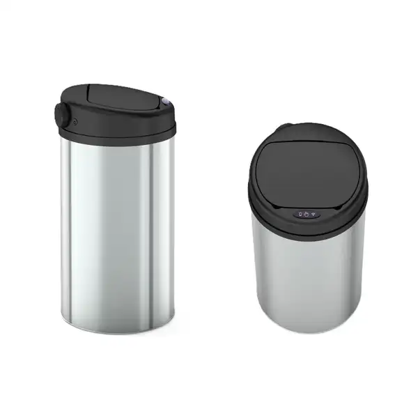 Відро для сміття сенсорне кругле Mixxus Premium Ellipse-TC0109 Chrome-Black 9л (хром-чорне) (MI7083