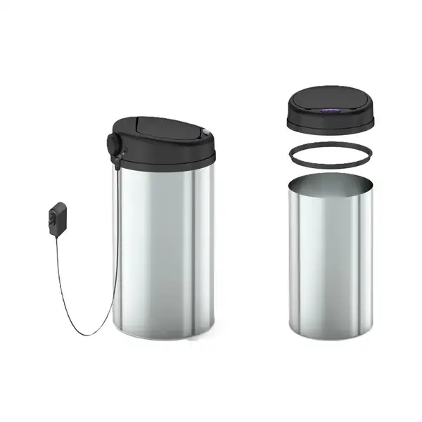 Відро для сміття сенсорне кругле Mixxus Premium Ellipse-TC0109 Chrome-Black 9л (хром-чорне) (MI7083