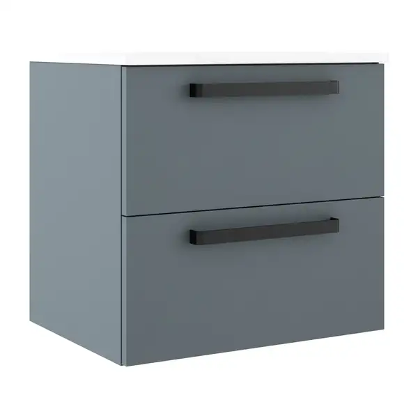 Комплект мебели 60 см Devit Fresh, синий матовый, ручки чёрные 088723B