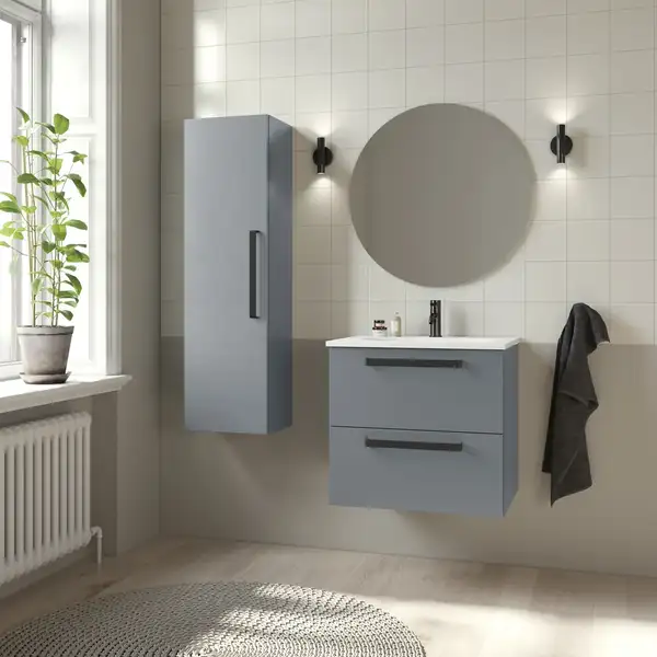 Комплект мебели 60 см Devit Fresh, синий матовый, ручки чёрные 088723B