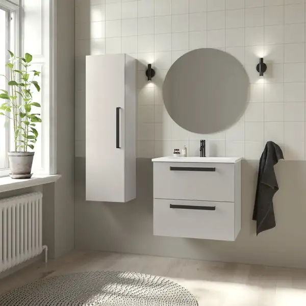 Комплект мебели 60 см Devit Fresh, бежевый матовый, ручки чёрные 088724V