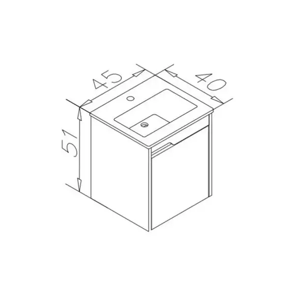 Тумба с раковиной Devit Comfort 45 х 40 х h51 см 0W20045W