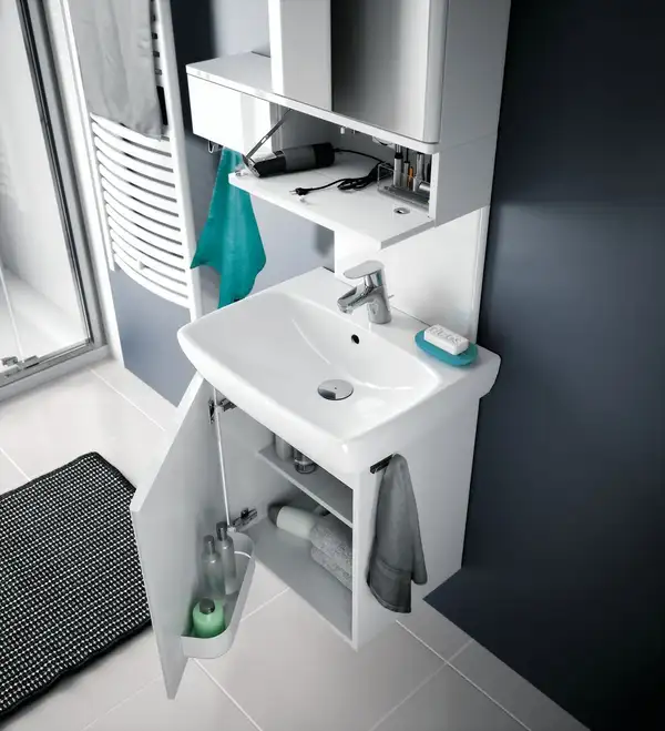 Тумба под раковину Geberit Selnova Square 30,3 см, белый глянцевый (500.158.01.1)