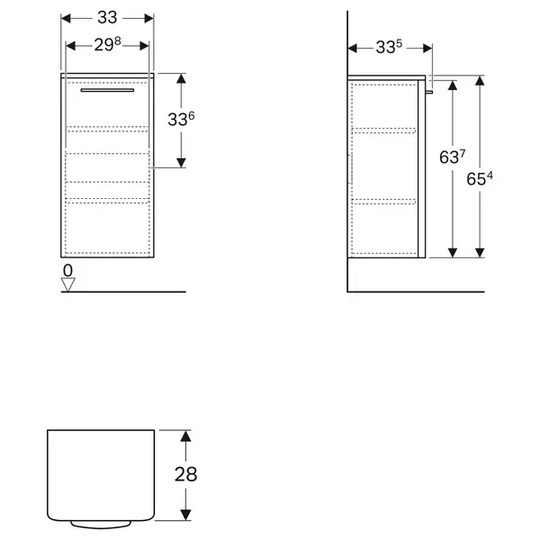 Шкафчик Geberit Selnova Square 33 х 33,5 х h65,4 см, белый глянцевый (500.181.01.1)